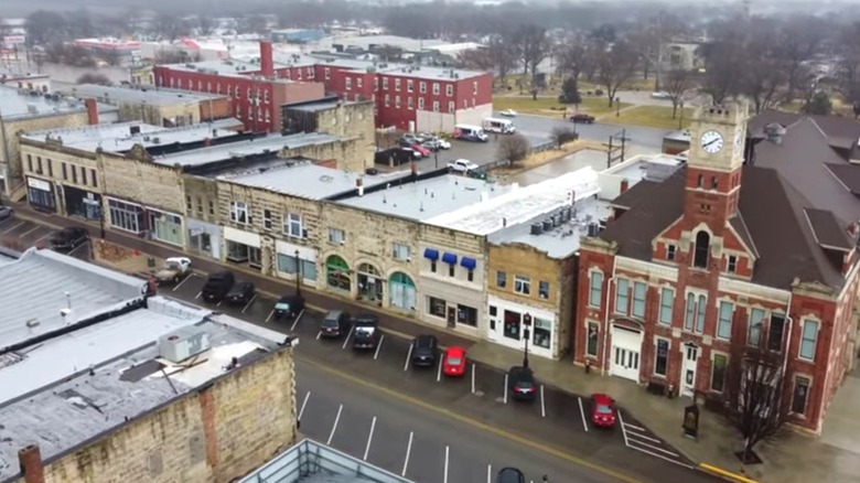 Aerial view of a street in Junction City, Kansas