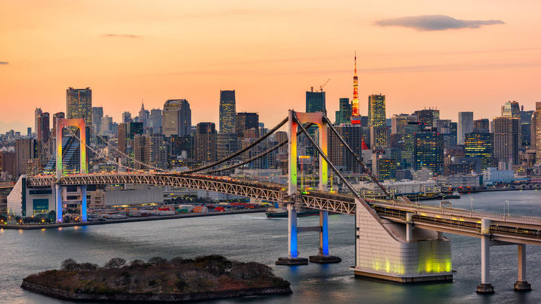 Rainbow Bridge and the Tokyo skyline