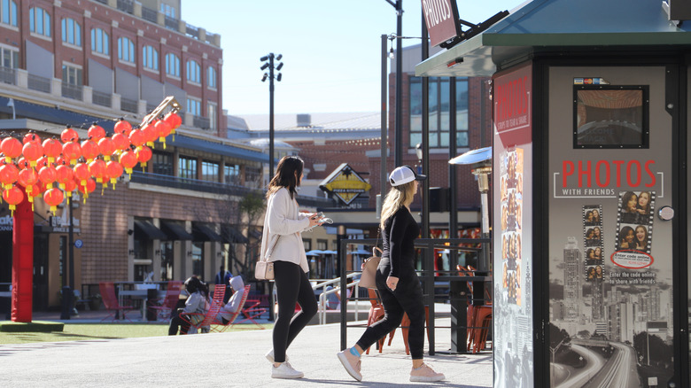 People walking around Atlantic Station in Atlanta