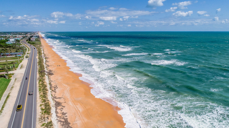 Scenic A1A Byway flanking Flagler Beach in Florida