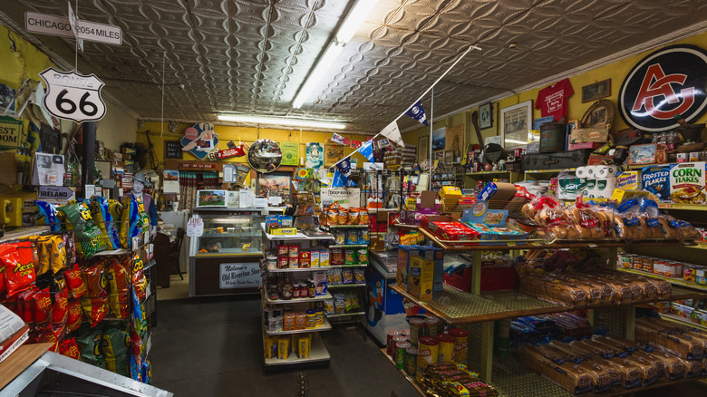 Groceries and memorabilia stocked up in the Old Riverton Store in Kansas