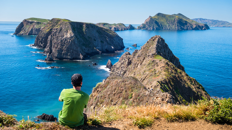 Someone sitting at Inspiration Point at Channel Islands National Park