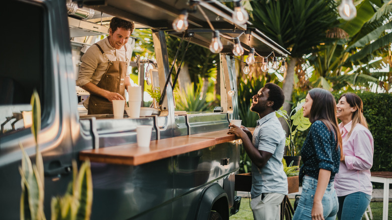 People queuing up at food truck