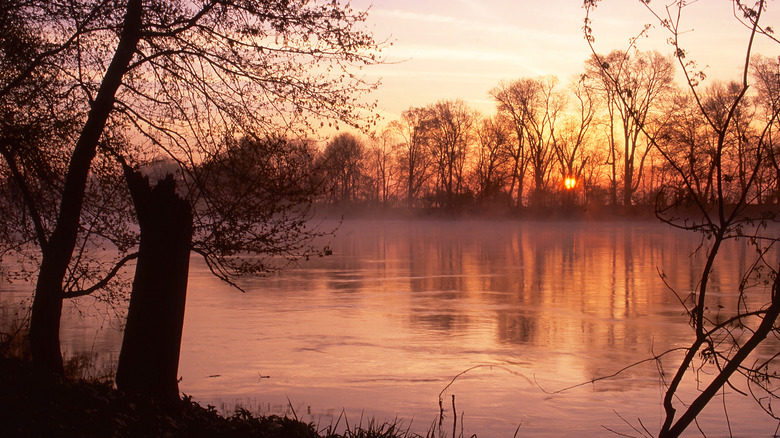 Wabash River sunset in Indiana