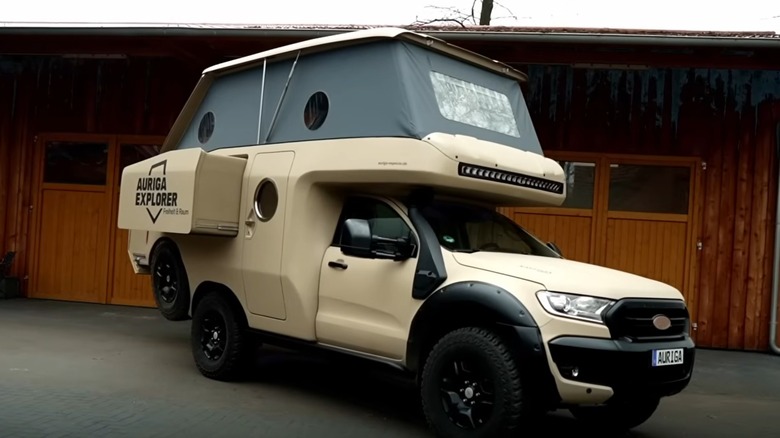 Auriga Explorer parked in camping mode with modules extended for more space