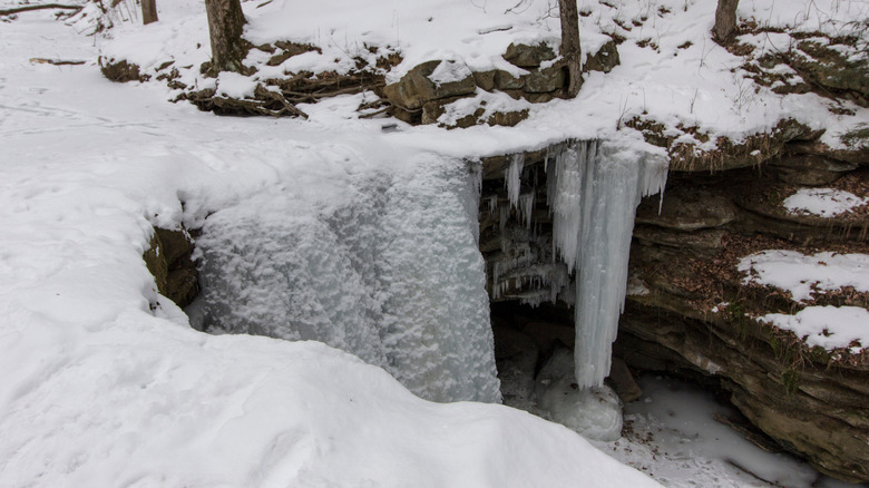 Dundee Falls frozen in winter