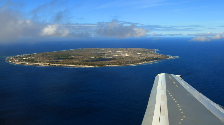 Aerial view of Nauru from a plane