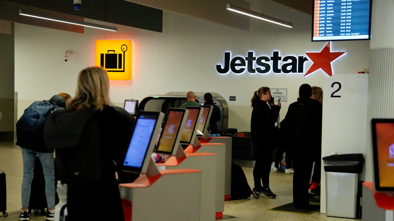 A view of a Jetstar airlines ticketing kiosk