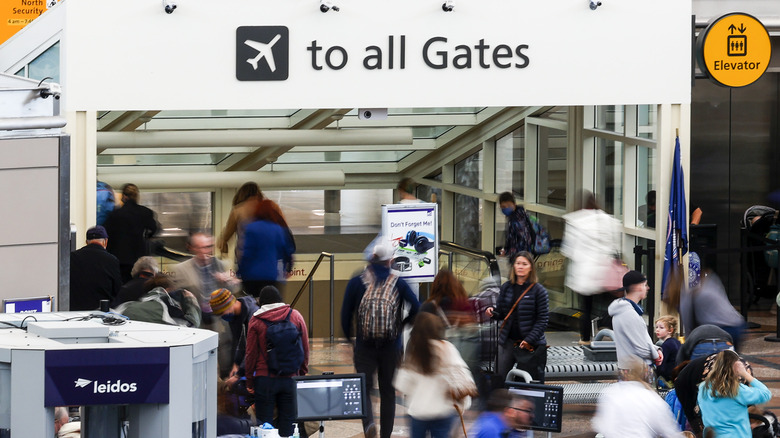 Passengers at the Denver International Airport