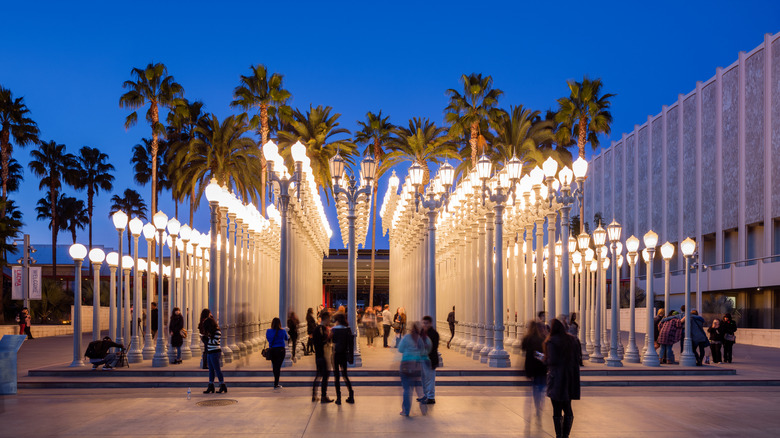 Chris Burden's Urban Light sculpture outside of LACMA in Los Angeles