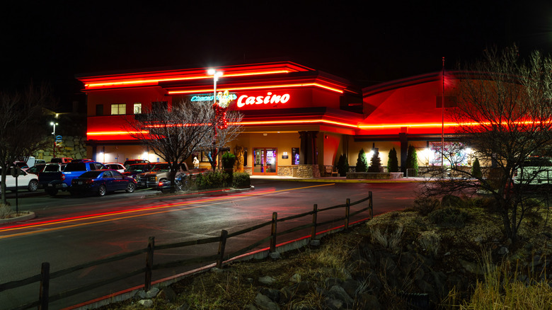 Diamond Mountain Casino & Hotel in Susanville, California illuminated at dusk