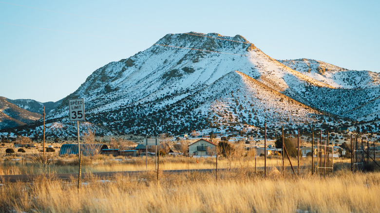Snow-covered mountain in Magdalena, New Mexico