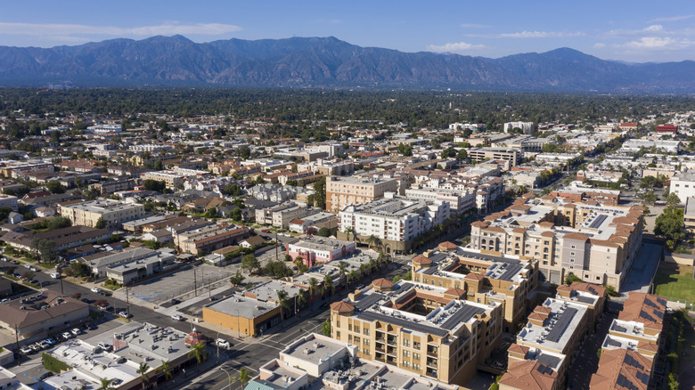 Aerial view of Alhambra, California, in the San Gabriel Valley