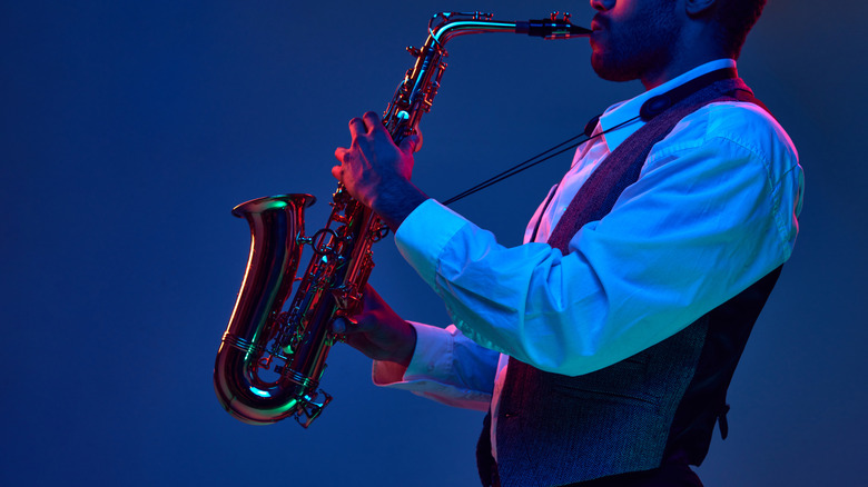 Jazz musician playing saxophone