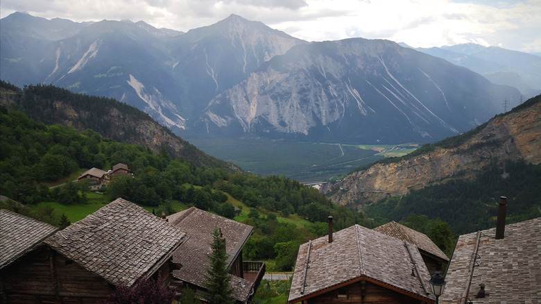 Alps viewed from village of Albinen, Switzerland