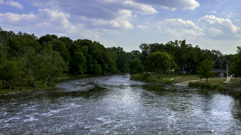 Flowing river in Algonquin, Illinois