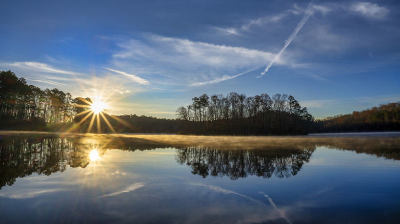 Sunrise over Chief McIntosh Lake in Indian Springs State Park