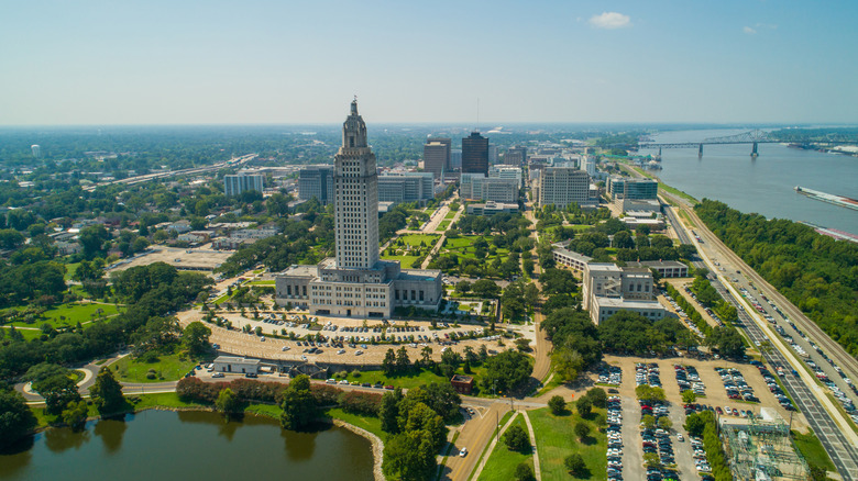 The State Capitol in downtown Baton Rouge, Louisiana