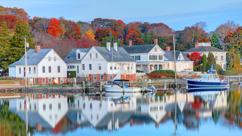 Homes along the waterfront in Mystic, Connecticut