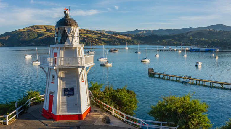 Akaroa Lighthouse in Akaroa, South Island, New Zealand