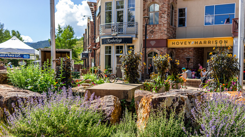 The farmers market and small shops in Edwards, Colorado