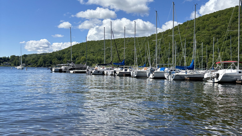 Sailboats in Candlewood Lake in Summer
