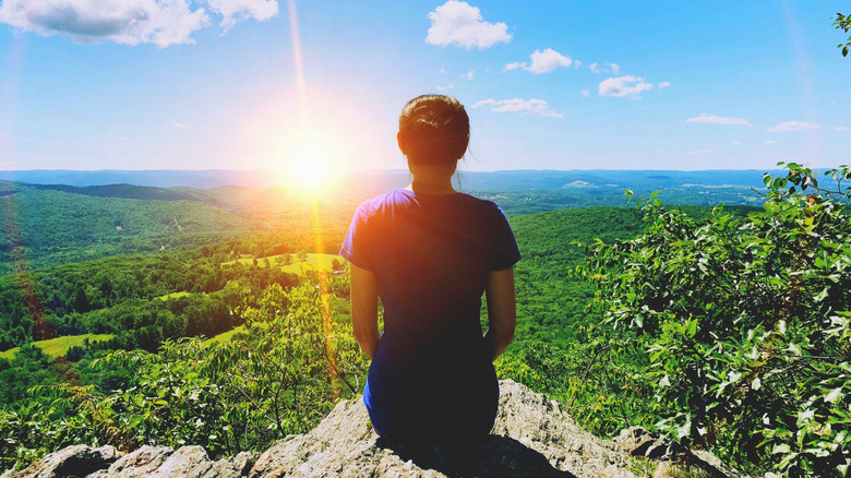 Hiker resting on the Appalachian Trail near Salisbury