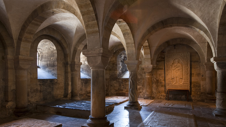Stone arches in the Lund Cathedral in Sweden