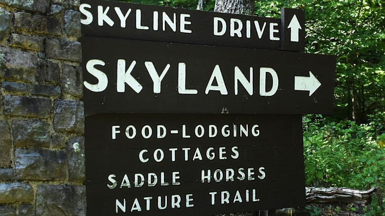 Skyline Drive Sign, Shenandoah National Park, Virginia, USA, August 29, 2024