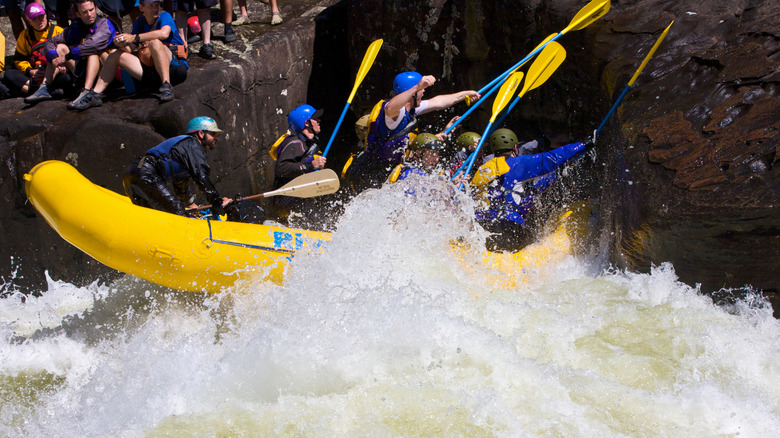 Whitewater boaters on the Gauley River during fall Gauley Season