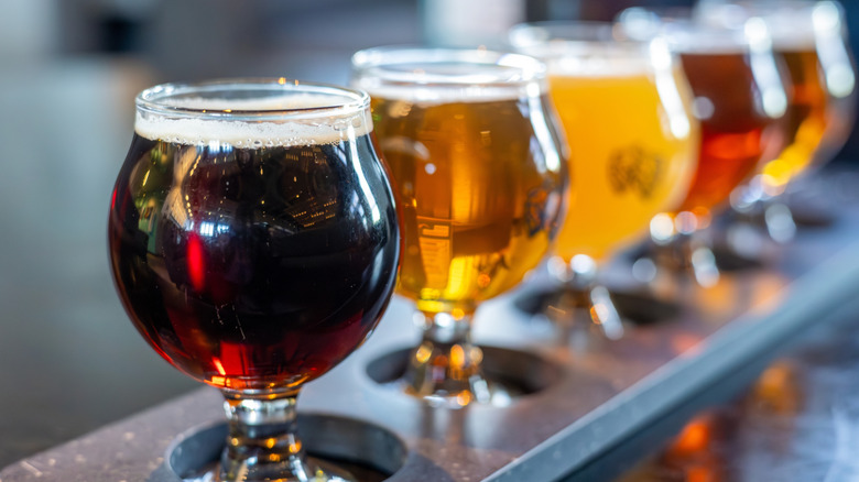 Craft beers on sampler tray