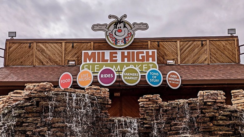 Exterior of Mile High Flea Market in Henderson, Colorado.