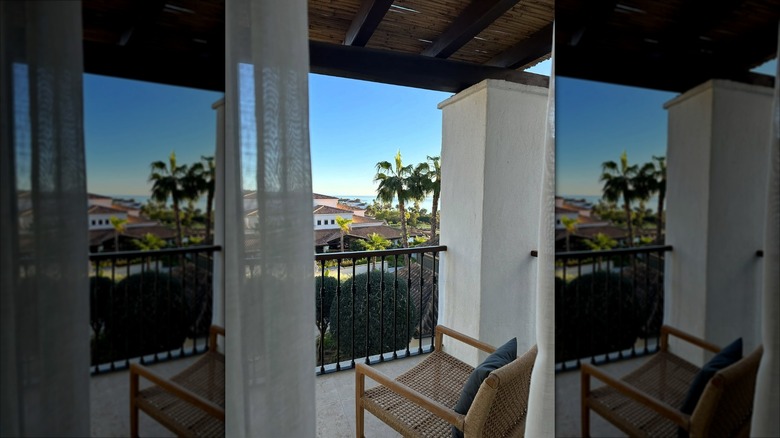 The balcony in one of the rooms