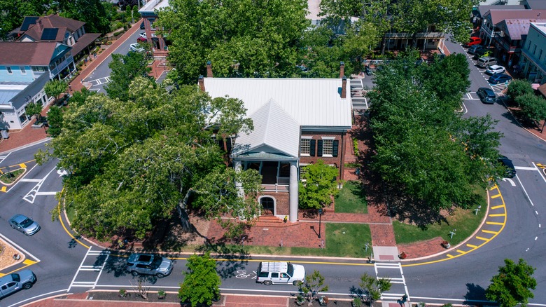 An aerial view of the Dahlonega Gold Museum