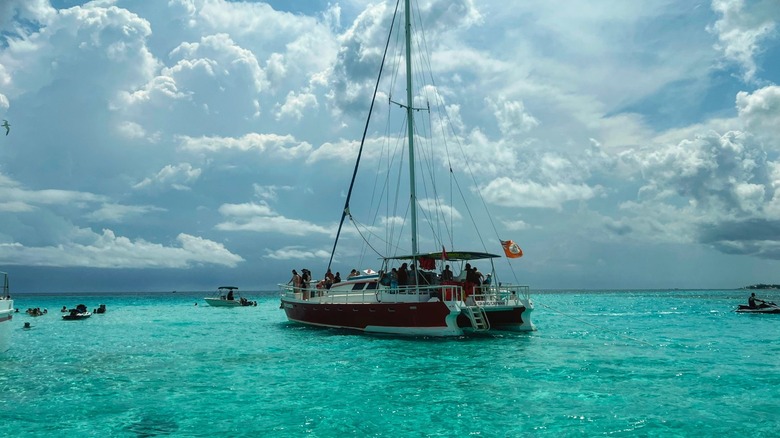 Boat anchored at Rum Point, Grand Cayman