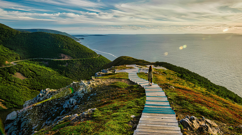 Woman on Skyline trail in Cape Breton Highlands National Park