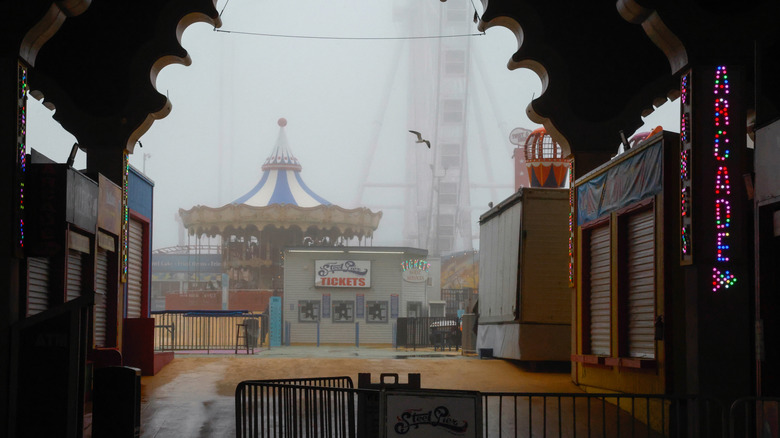 The amusement park in Atlantic City, New Jersey, as seen through a fog