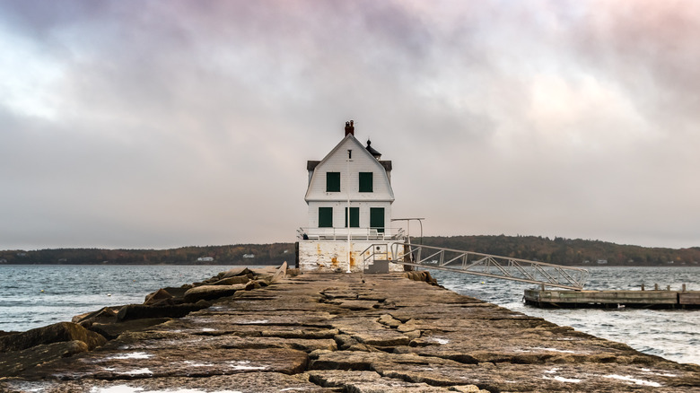 walkway to Rockland Breakwater Lighthouse