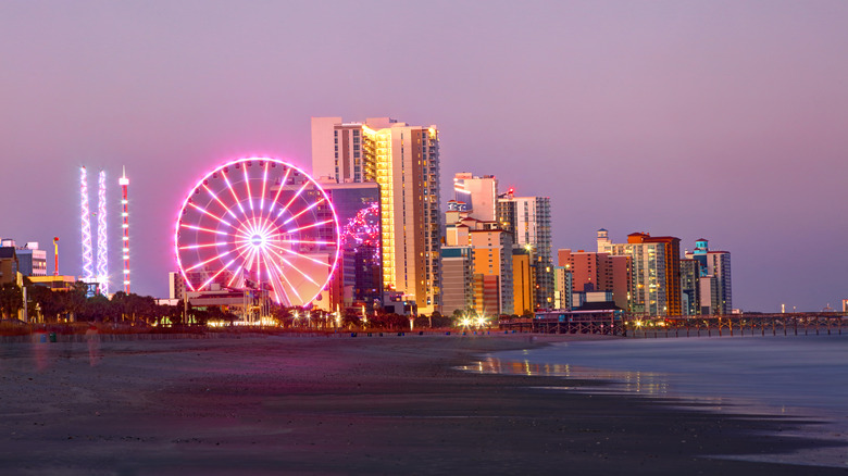 The Myrtle Beach skyline at sunset