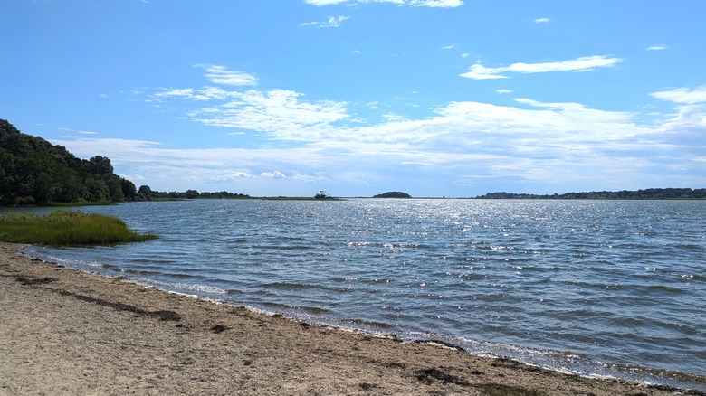 A pebbly, serene beach in Bluff Point State Park, Connecticut