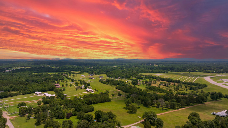 Arial view of Lebanon, Tennessee at Sunset