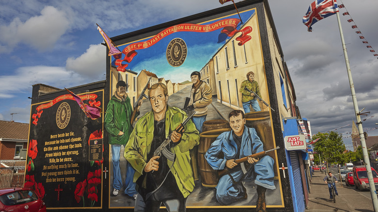 A loyalist mural in Belfast, Northern Ireland