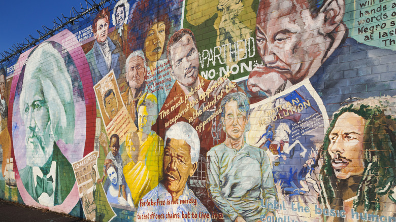 Murals on Falls Road in Belfast, Northern Ireland