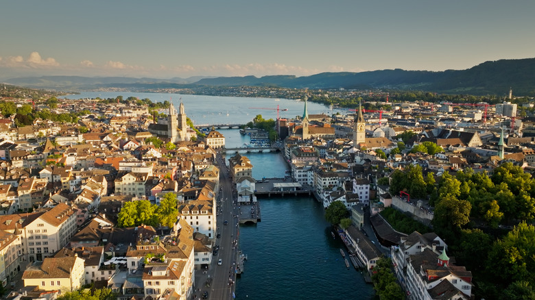 Zurich, Switzerland, with the Limmat River and Lake Zurich