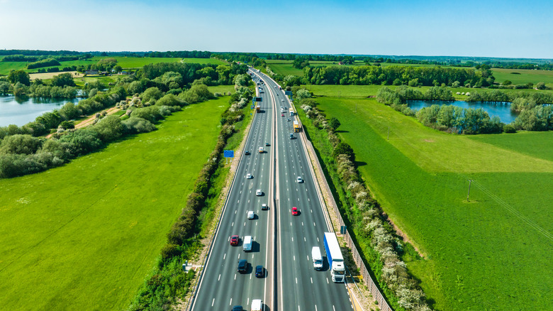 Aerial view of the M1 in England