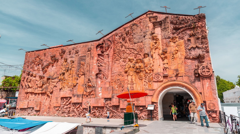 The facade of the Green Bazaar in Kutaisi, Georgia