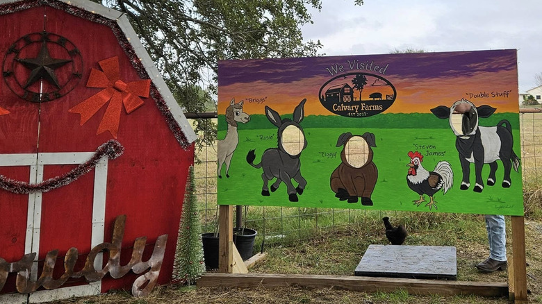 Calvary Farms sign and miniature barn