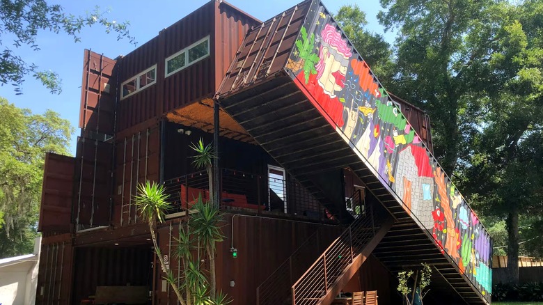 Exterior of Prince Road Container House in Florida