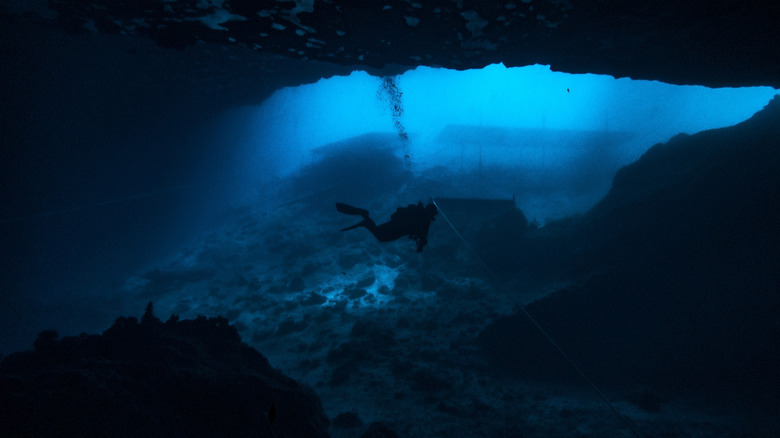 Underwater cave diver in Florida