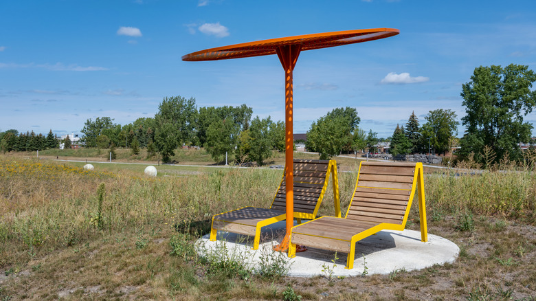 Lounge area in Frédéric-Back Park in Montreal